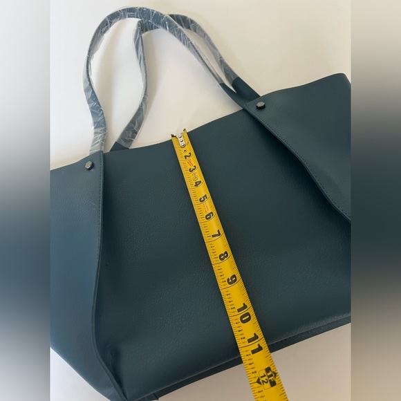 NWOT Neiman Marcus Dark Teal Blue Tote bag Vegan Leather - Picture 9 of 9